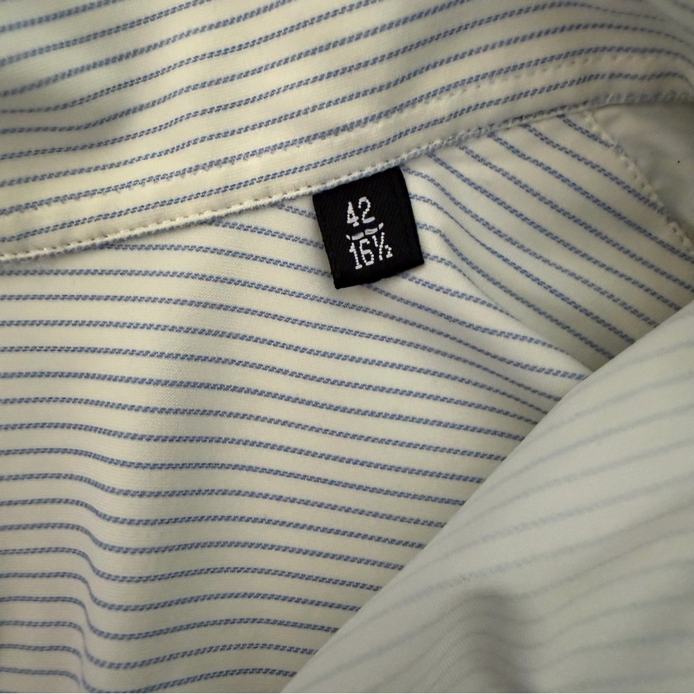 Giorgio Armani Striped Dress Shirt Blue White 42 16.5 Long Sleeve Button Down - Picture 6 of 14